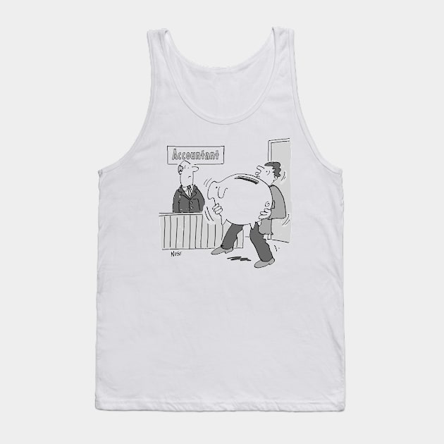 Accountant has a Client with a Huge Piggy-Bank Tank Top by NigelSutherlandArt